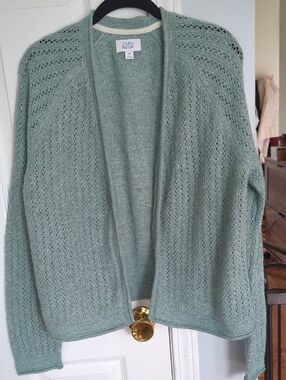 Croft & barrow Light Sage Open-Knit Cardigan, soft , spring color